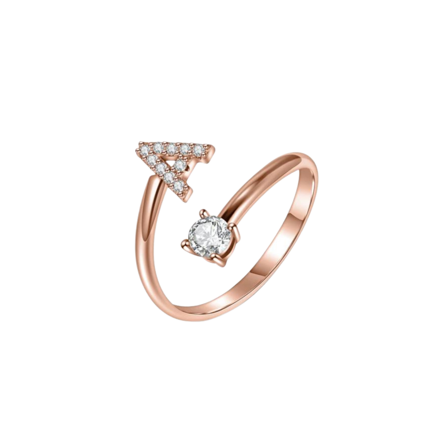 Crystal Initial Adjustable Ring