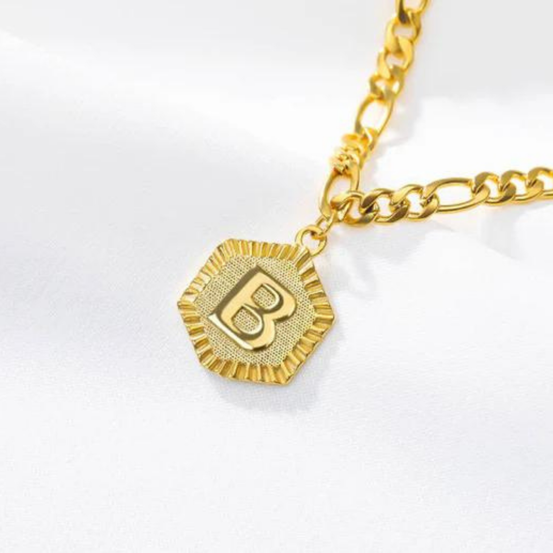 Initial Pendant Anklet w/ Figaro Chain