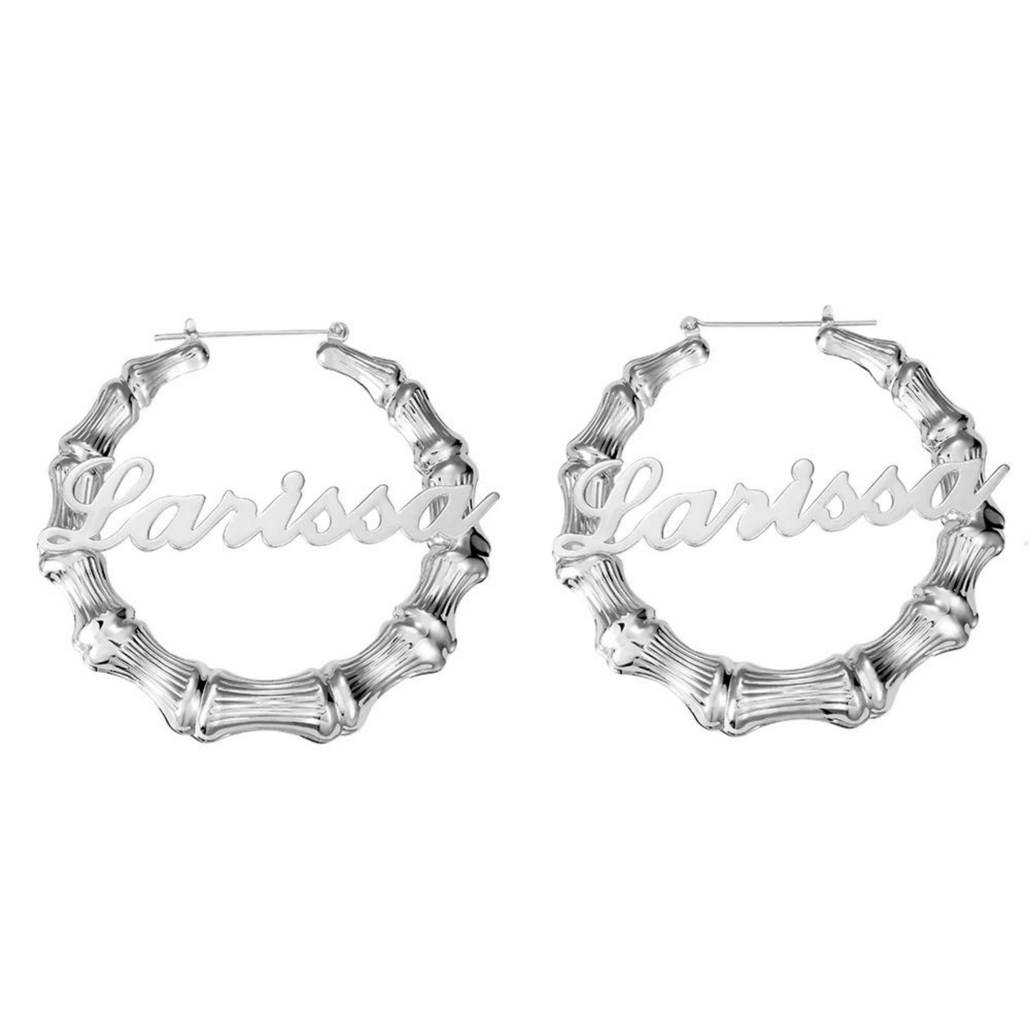 Classic Bamboo Name Hoop Earrings
