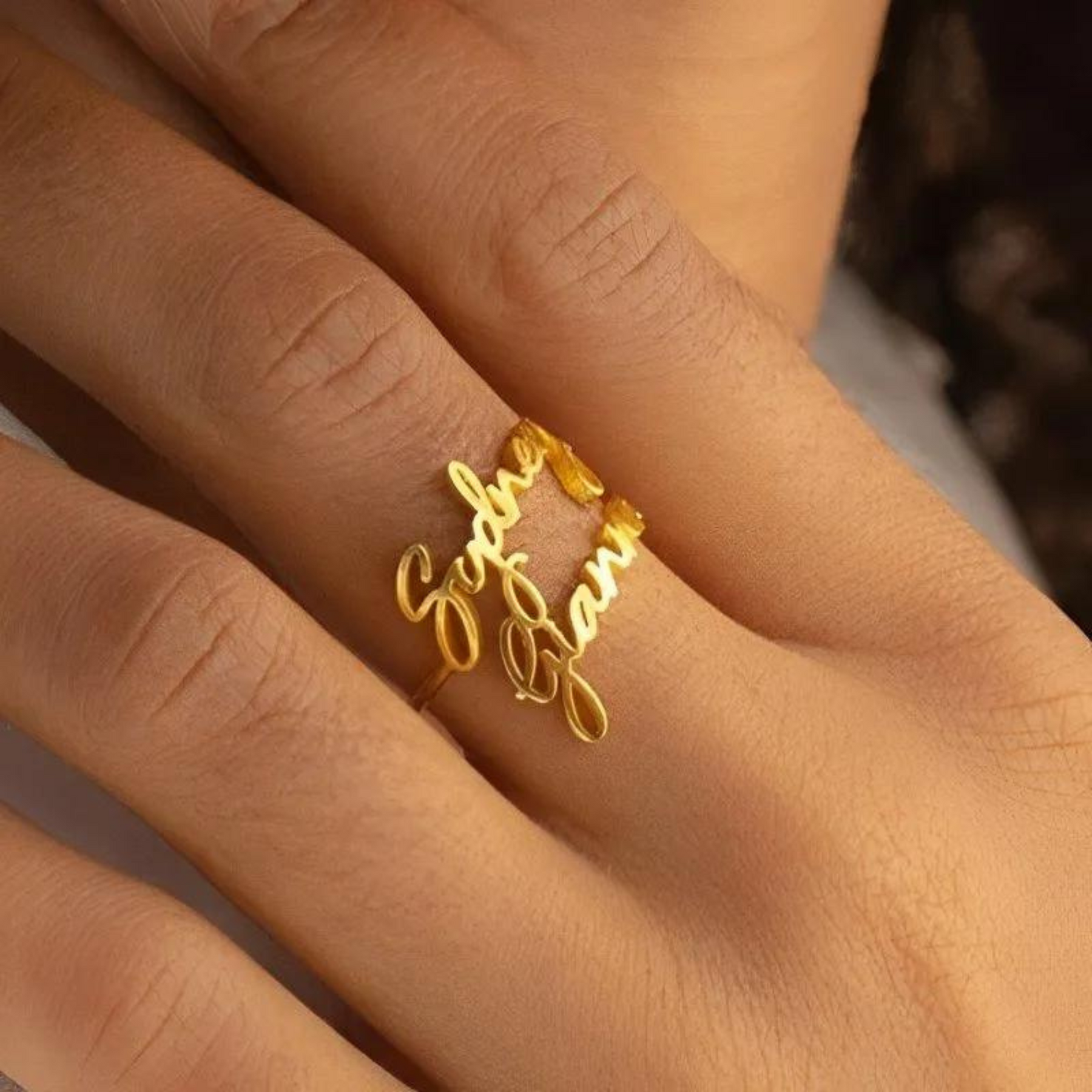 Personalized Double Name Ring
