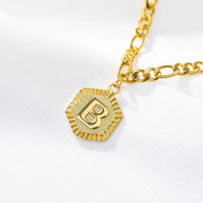 Initial Pendant Anklet w/ Figaro Chain