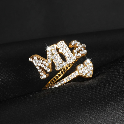 Iced Heart Custom Name Ring