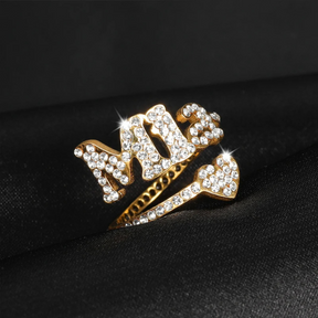 Iced Heart Custom Name Ring