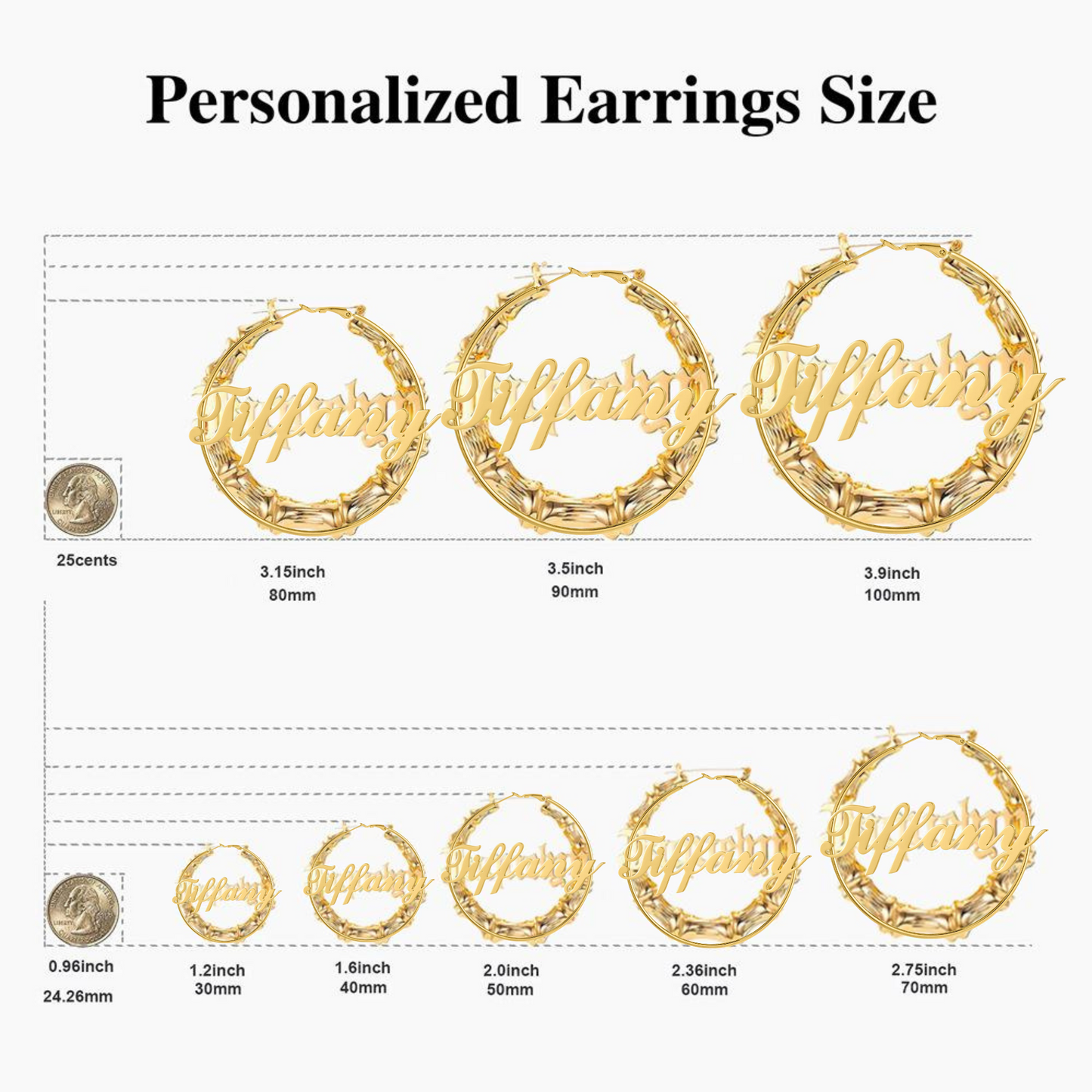 Classic Bamboo Name Hoop Earrings