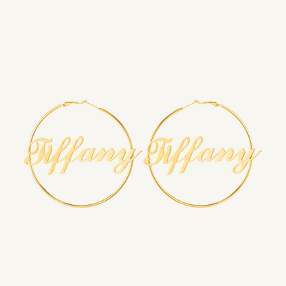 Classic Thin Name Hoop Earrings