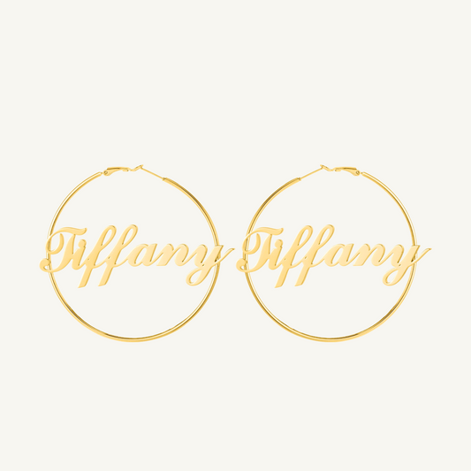 Classic Thin Name Hoop Earrings