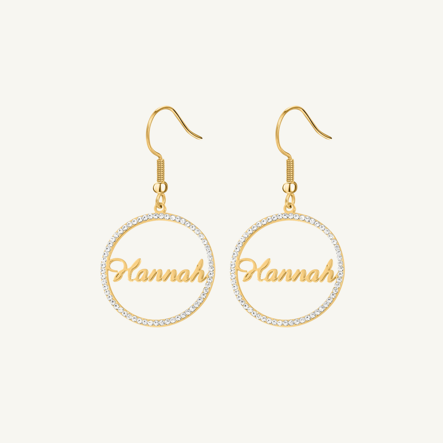 Brilliance Name Circle Earrings