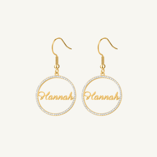 Brilliance Name Circle Earrings
