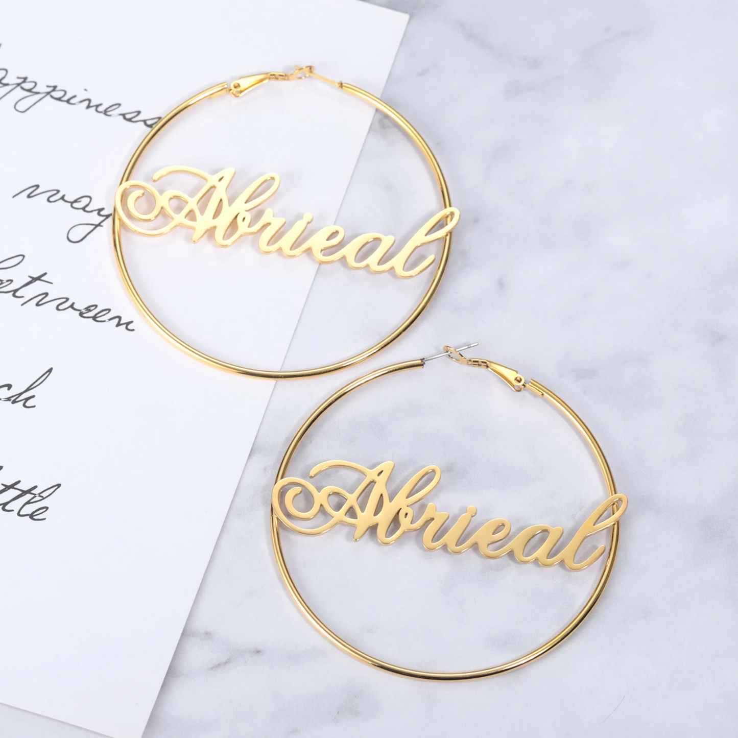 Classic Thin Name Hoop Earrings