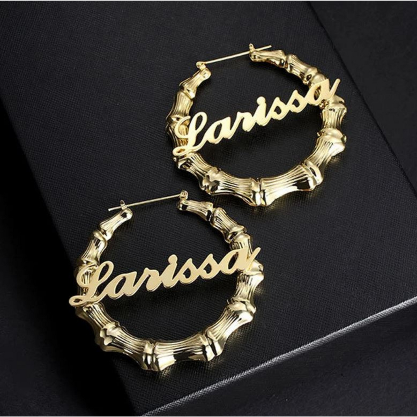 Classic Bamboo Name Hoop Earrings